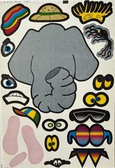 BUILD-AN-ELEPHANT HEAD Sticker Set(20pc)Trunk•Eyes•Hats •Sunglasses•Card Making•