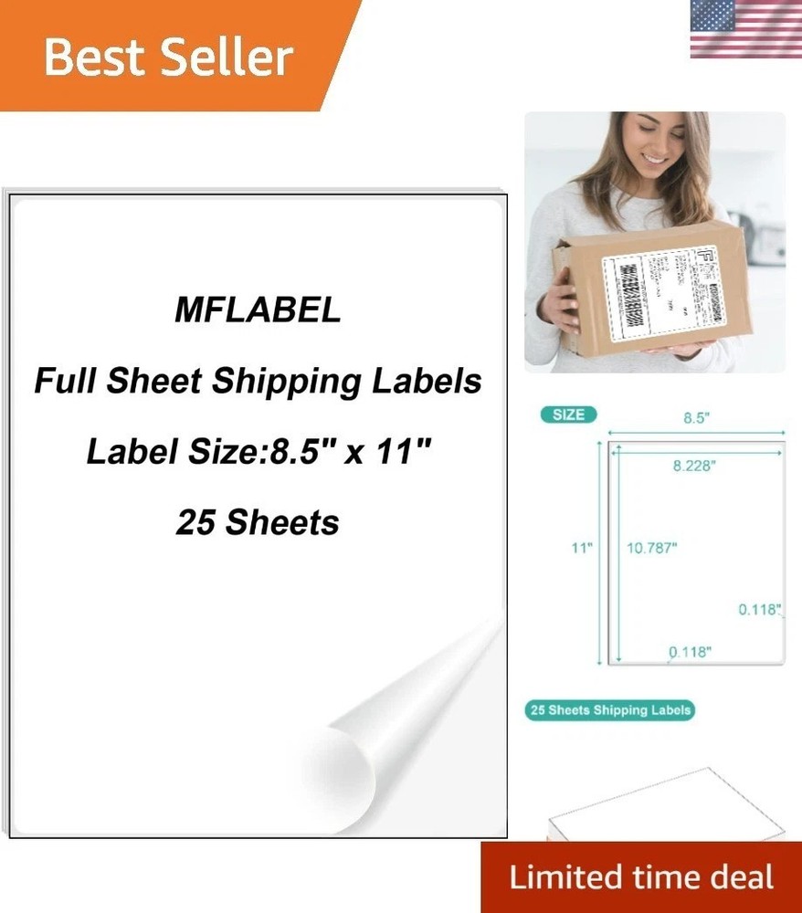 Versatile 25 Pack Matte Sticker Paper with Permanent Adhesive for DIY & Shipping