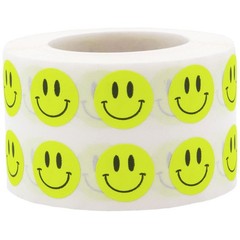 1/2″ Inch Small Fluorescent Yellow Happy Face Labels, 1,000 Total Adhesive St…
