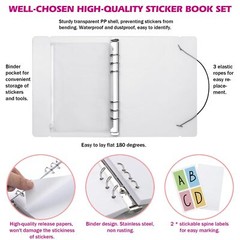 SUNEZLGO Reusable Sticker Album with 100 Sheets Collecting Book with Pockets A5