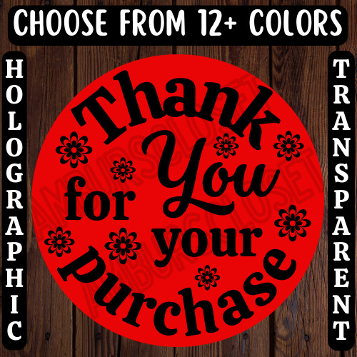 40 THANK YOU STICKERS 2″ LABELS SEALS SMALL BUSINESS REVIEW FLOWERS HOLOGRAPHIC