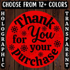 40 THANK YOU STICKERS 2″ LABELS SEALS SMALL BUSINESS REVIEW FLOWERS HOLOGRAPHIC