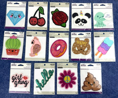 Lot Of 14~Sticko Fuzzy & Bling Patch Stickers~Assorted Designs~Crafts~Decorating