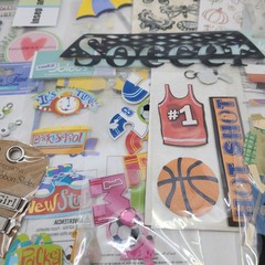 Lot Of Assorted Scrapbook Crafts Embellishments Stickers Family School Sports