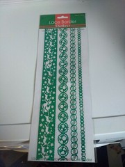 STICKERS FOR SCRAPBOOKING / NEW 28X12 CM LACE BORDERS/GLITTER/CHRISTMAS/GREEN