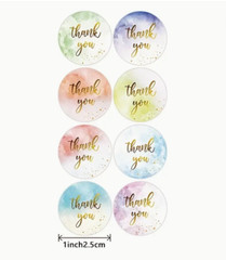 1 inch Multi-Color Pastel «Thank You» Stickers | Small Business – 100 stickers