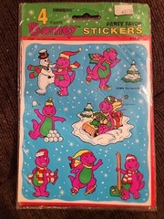 Barney Purple Dinosaur VTG Unique Brand Stickers 4 Sheets 1993 USA Made Sealed