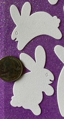 WHITE FUZZY RABBIT Stickers (6pc)Stampendous•Holiday•Easter •Bunnies•Jumping•