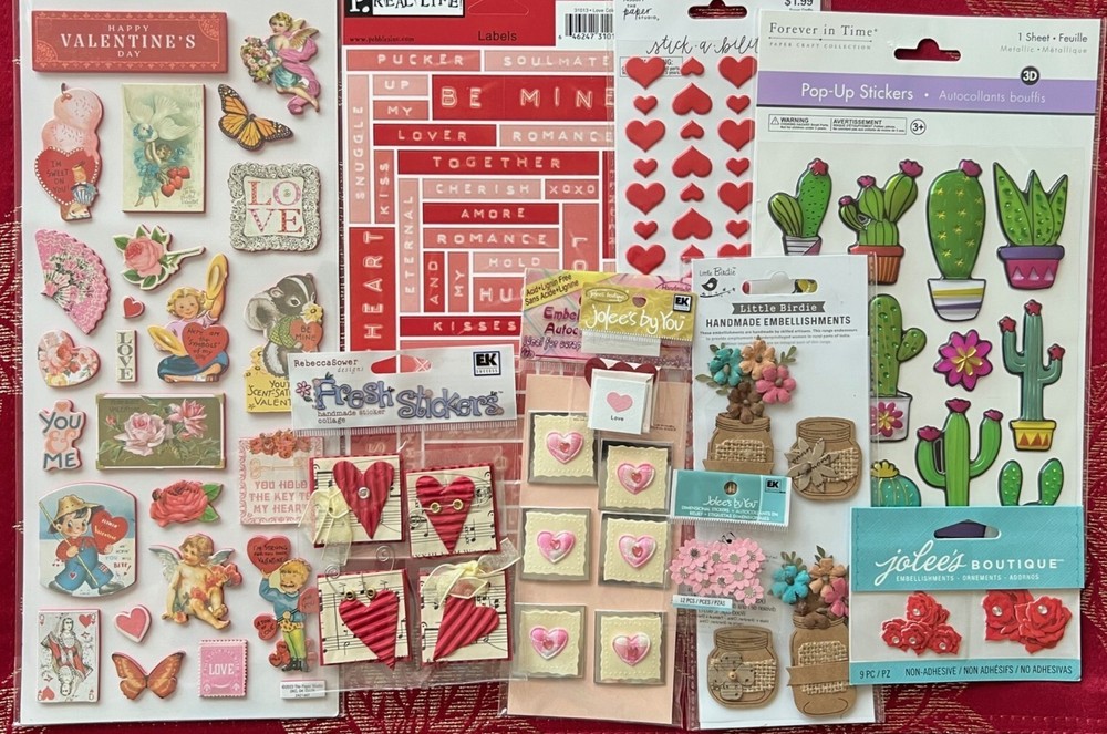 RARE VALENTINE LOVE LOT – JOLEE’S PEBBLES INC STICKO & PAPER STUDIO & MORE