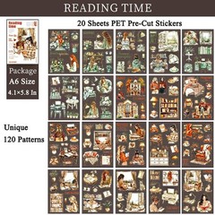 CraftBloom 20 Sheets Reading Time Ephemera Sticker Book for
