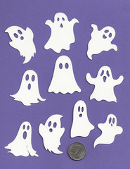 Ghost die cuts, 2″tall, 20 pcs. Halloween Ghosts, 2 ea of 10 different ghosties