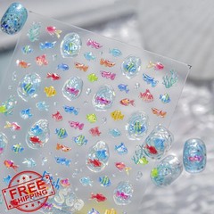 BMKKOT Little Fish Nail Stickers 20 Ocean Beach