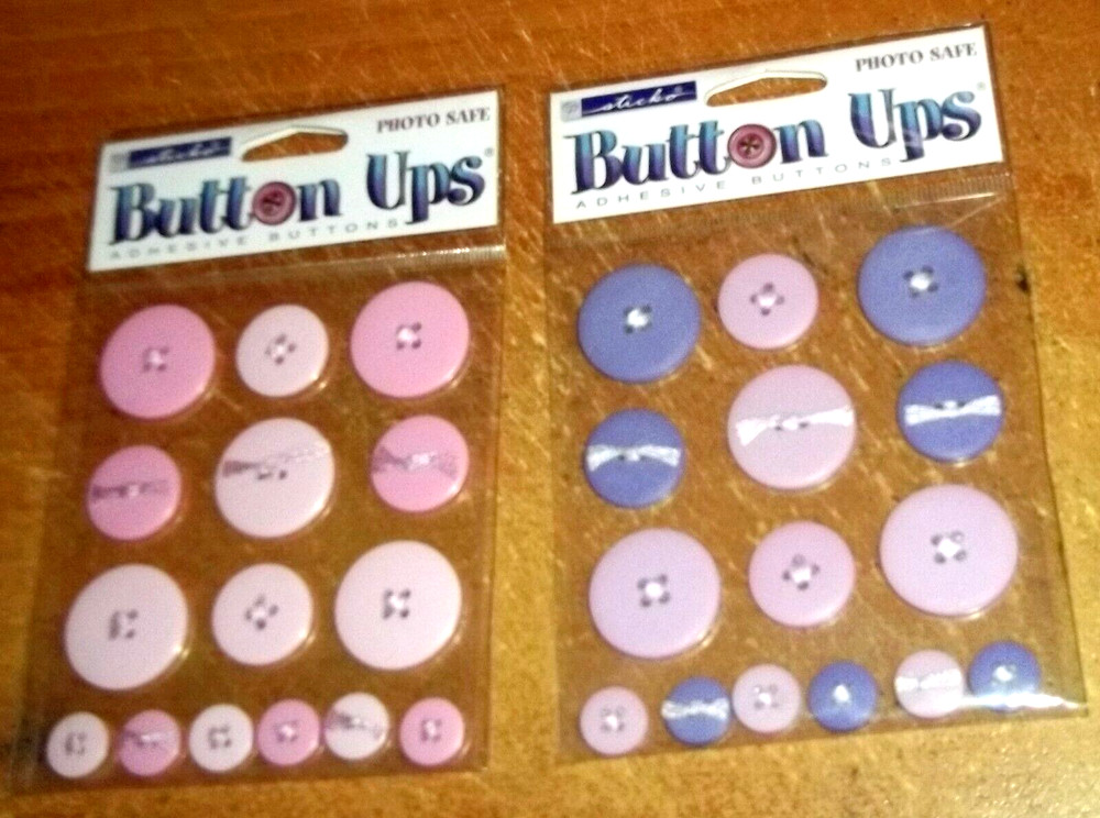 2 PKGS.STICKO BUTTON UPS Adhesive buttons ~ Pink & Purple