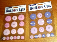 2 PKGS.STICKO BUTTON UPS Adhesive buttons ~ Pink & Purple
