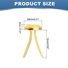 1000 PCS Paper Brass Fasteners Split Pins, Gold, 8 x 15 mm