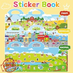 CREATIVETREES Sticker Book Farm Vehicles Animal Toddler 3-6