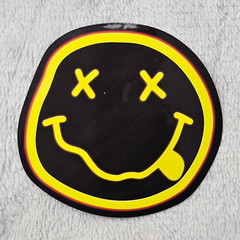 Neon Grunge XX Eye Happy Face Sticker Black Yellow Rock Music Die Cut Decal