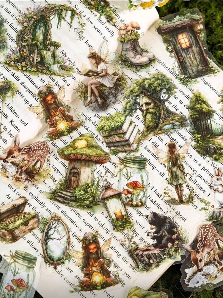 20pcs Forest Themed Stickers Retro Aesthetic Sticker Decal,Scrapbooking,Journal