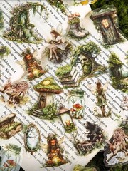 20pcs Forest Themed Stickers Retro Aesthetic Sticker Decal,Scrapbooking,Journal