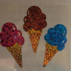 Jillson Roberts Glitter Multicolor Ice Cream Cones Stickers Scrapbooking S7120
