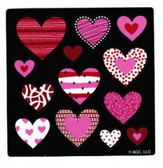 Patterned Hearts Love Stickers! 10 Small Sheets Valentine