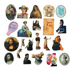50pcs Famous Painting Vinyl Stickers, Artist Monet Van Gogh Da Vinci Marble ,003