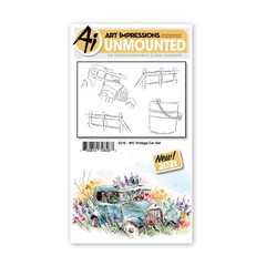 New ART IMPRESSIONS Rubber Stamp Cling VINTAGE CAR SET auto free USA ship