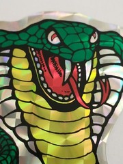 VTG 4″ COBRA Prism Vending Machine Sticker 1980s 1990s Venomous Snake Prismatic