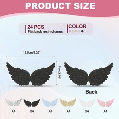24Pcs Angel Wings for Crafts, Multi-colored Angel Wings (5.3 Inch)