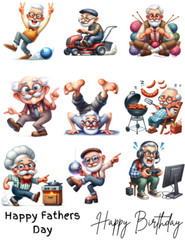 19 Quirky Grandpa Card Toppers Collage Sheets Junk Journal Supplies Scrapbook