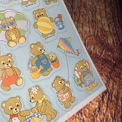 Vintage 1985 Hallmark Cards Bear Camping Activity Summer Beach Stickers Sheet