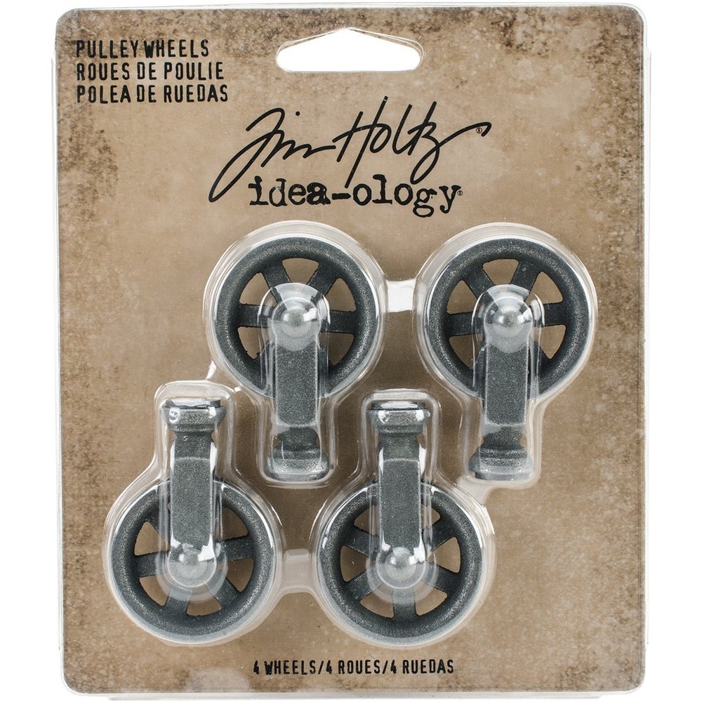 Tim Holtz Idea-Ology Mini Pulley Wheels TH Ideaology Small, Antique Nickel