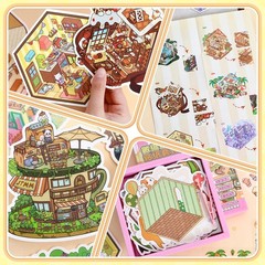 20 Sets DIY 3D Sticker Scene, Sticker Collection Book Make Your Own Shop House C