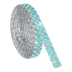 3 Yard Rhinestone Ribbon, 4mm x 4mm Crystal Rhinestone Strips, Blue