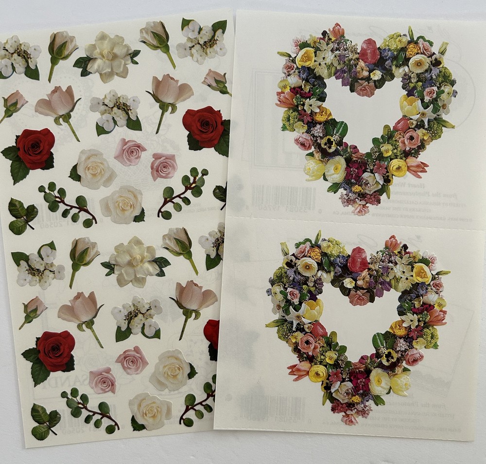 Mrs. Grossman’s Vintage Stickers Pretty ROSES & Floral Rose Wreath 2 Strips