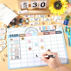 Magnetic Reward Chart for Kids at Home Boho Rainbow I Did It Motivate Behavio…