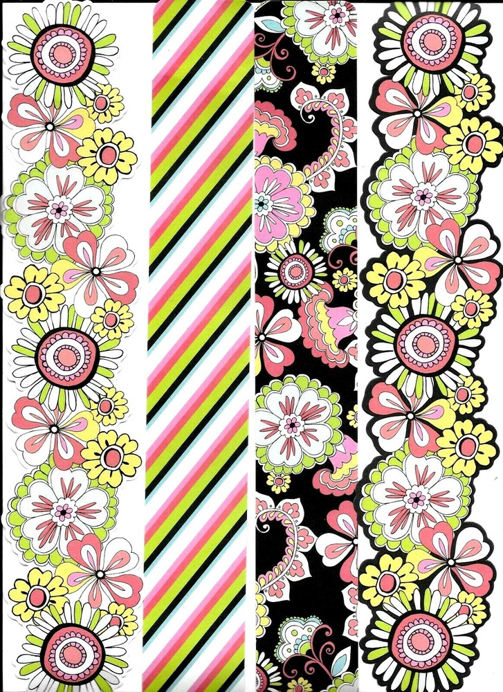 Flower Flowers Floral Stripes Spring Summer 12″ Colorbok Die-cut Borders
