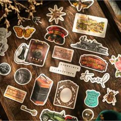 64Pcs Vintage Travel Junk Journal Ephemera Decorative Paper Ticket Stickers