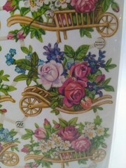 Vintage PZB Pastel Flower Cart Scraps ~ Germany