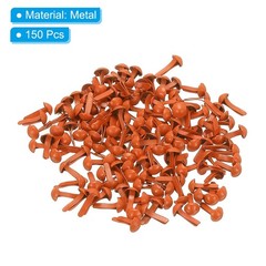 Brads for Paper Crafts, 150 Pcs Orange Metal Round Paper Fasteners, 8 mm
