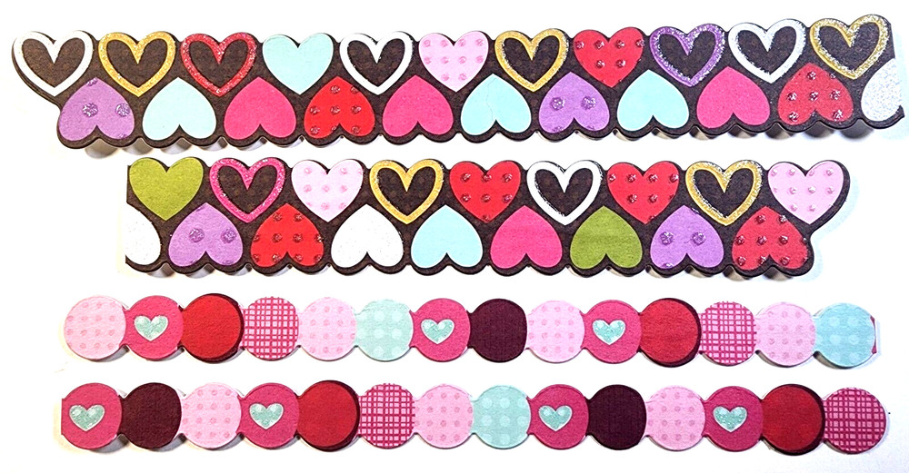 K&Company Cardstock Stickers Hearts Circles Love Brown Glitter Border Crafts 4pc