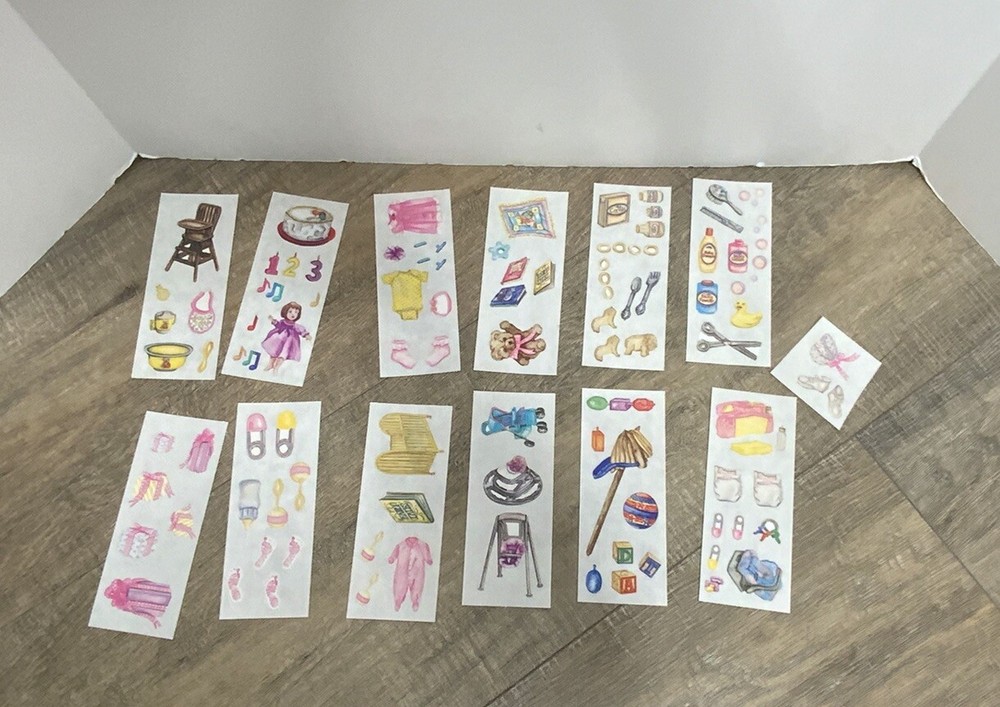Vintage 1999 Creative Memories Newborn Baby Girl Scrapbook Sticker Sheets Set