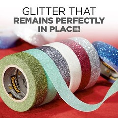Scotch Expressions Glitter Tape, Black, 0.59 in x 196 in, 6 Rolls Craft Tape