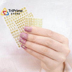 OIIKI 640pcs Small Metal Letter Number Stickers, 3D 0.16 inches, Gold