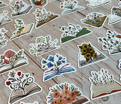 BOOKS and Flowers High quality stickers Fun and Cute for laptop water bottle