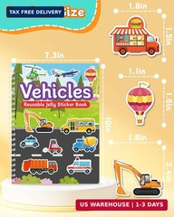 Zartores Reusable Sticker Book for Toddlers, Jelly Stickers for Kids, Waterproof
