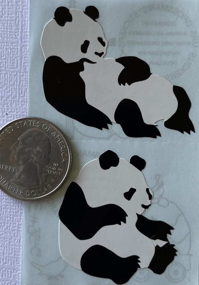 BLACK & WHITE PANDA BEAR Stickers (2pc)Mrs.Grossman’s•Chinese•Giant•Red •Bamboo