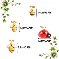 120Pcs Mini Resin Bee Daisy Flowers Decor and Ladybugs Embellishments, Including
