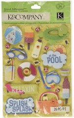 K&Company Dimensional Stickers ~ Water Fun Pool Splish Splash Ball Floatie 26 Pc