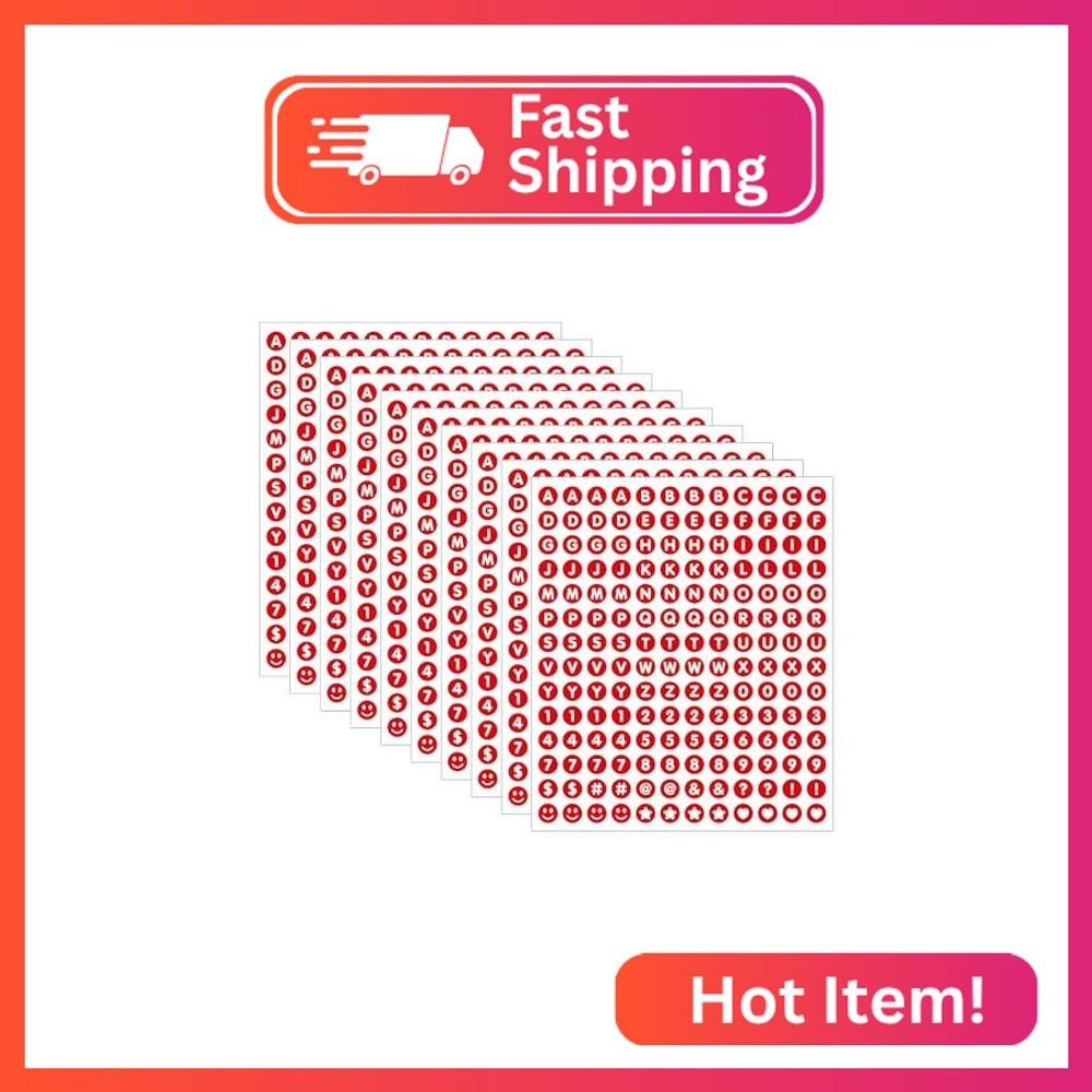 1680 Pieces 0.5 Inch Circle-Backed Letter Stickers, 10 Sheets Alphabet and Numbe